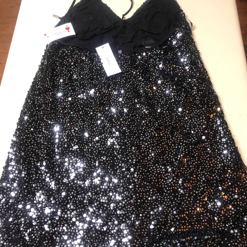 NWT black sequin dress mini